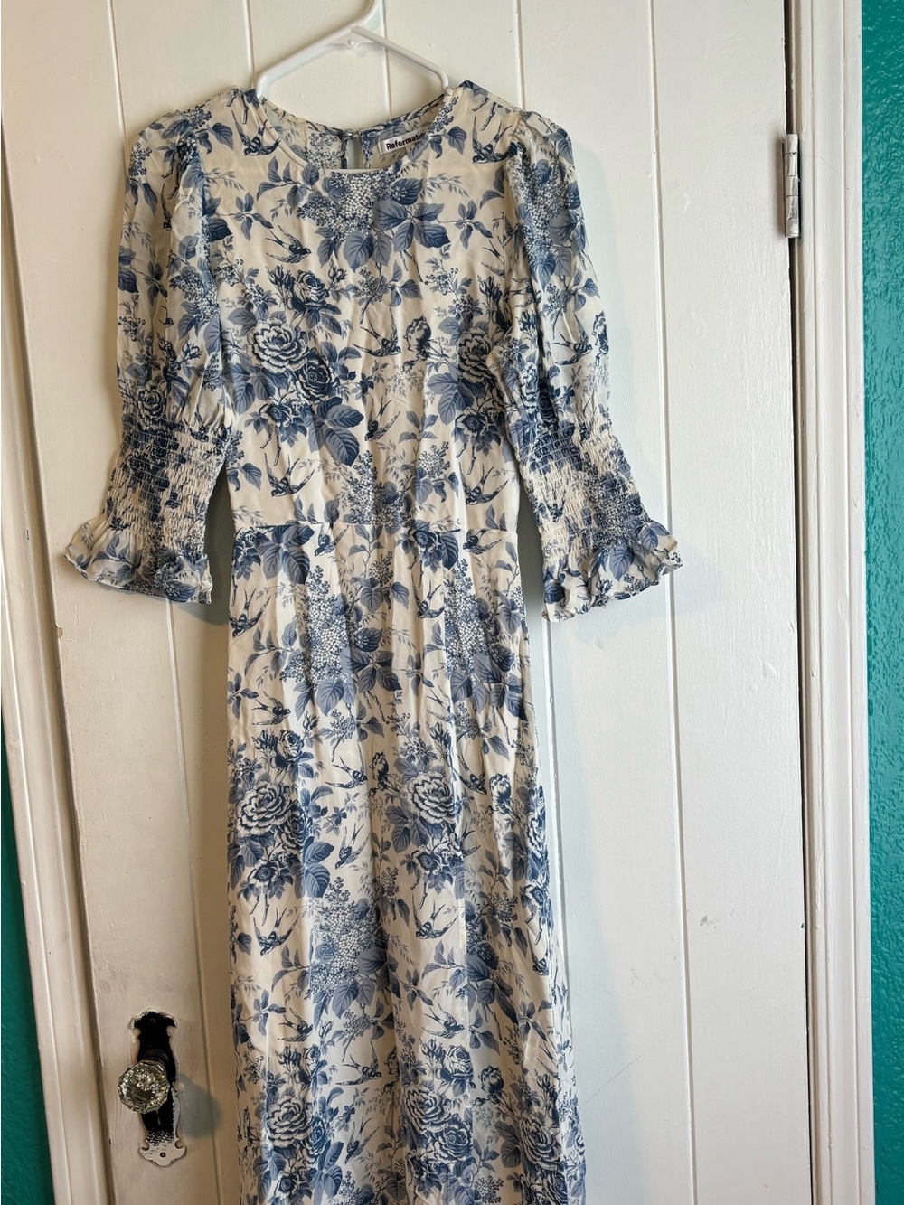 Reformation Blue and White Floral Midi Dress